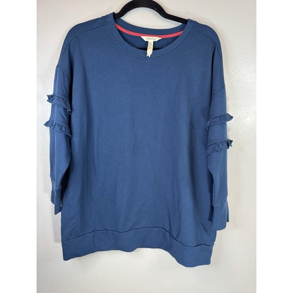 Matilda Jane Navy Ruffled Sleeve Sweatshirt - Picture 1 of 6